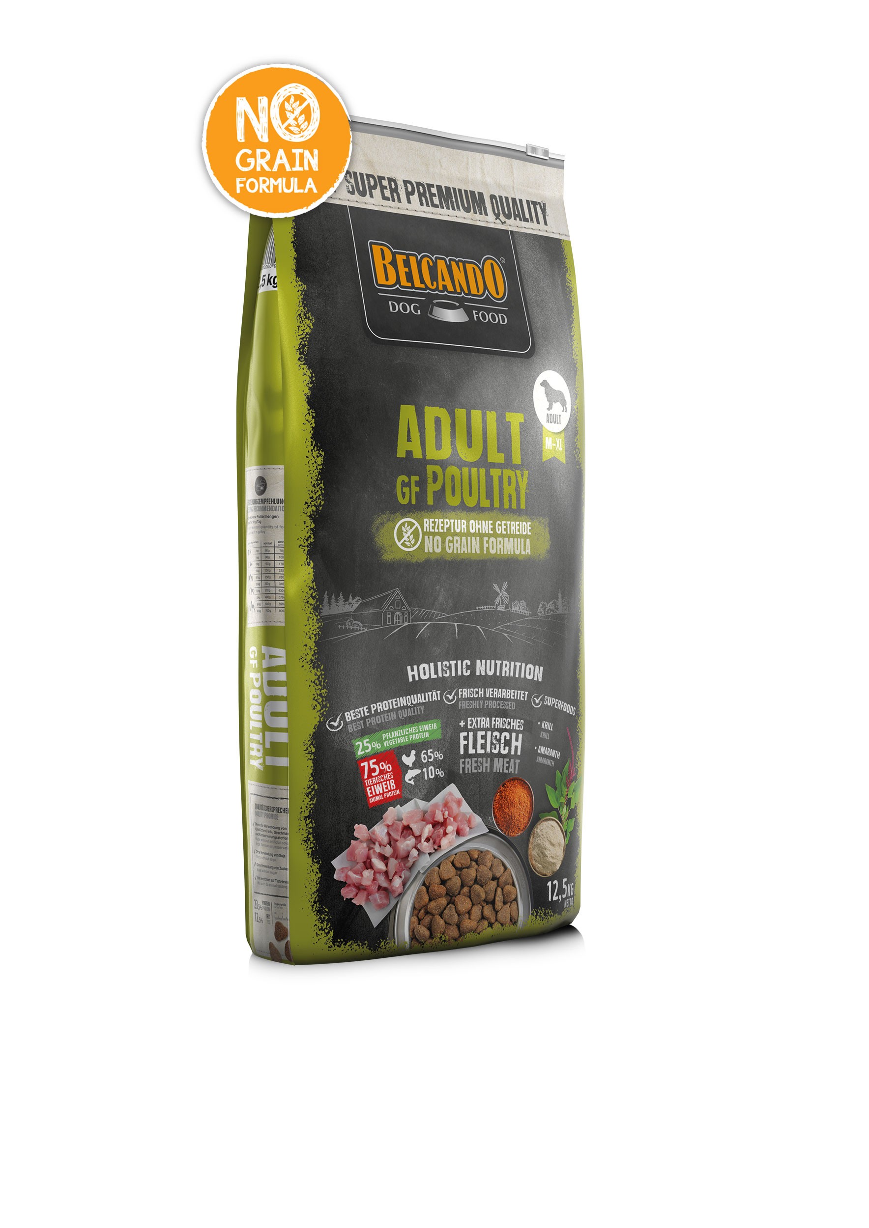 BELCANDO ADULT GRAIN FREE POULTRY για ενήλικους σκύλους μεσαίων και μεγαλόσωμων φυλών, με φρέσκο κρέας πουλερικών  12,5kg